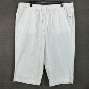 Gloria Vanderbilt Blaine Womens size 2X White Pull-On Crop Pants With Slit